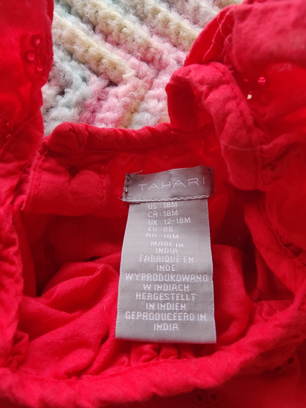 Red Eyelet Ruffle Strap Summer Top - Picture 3 of 3